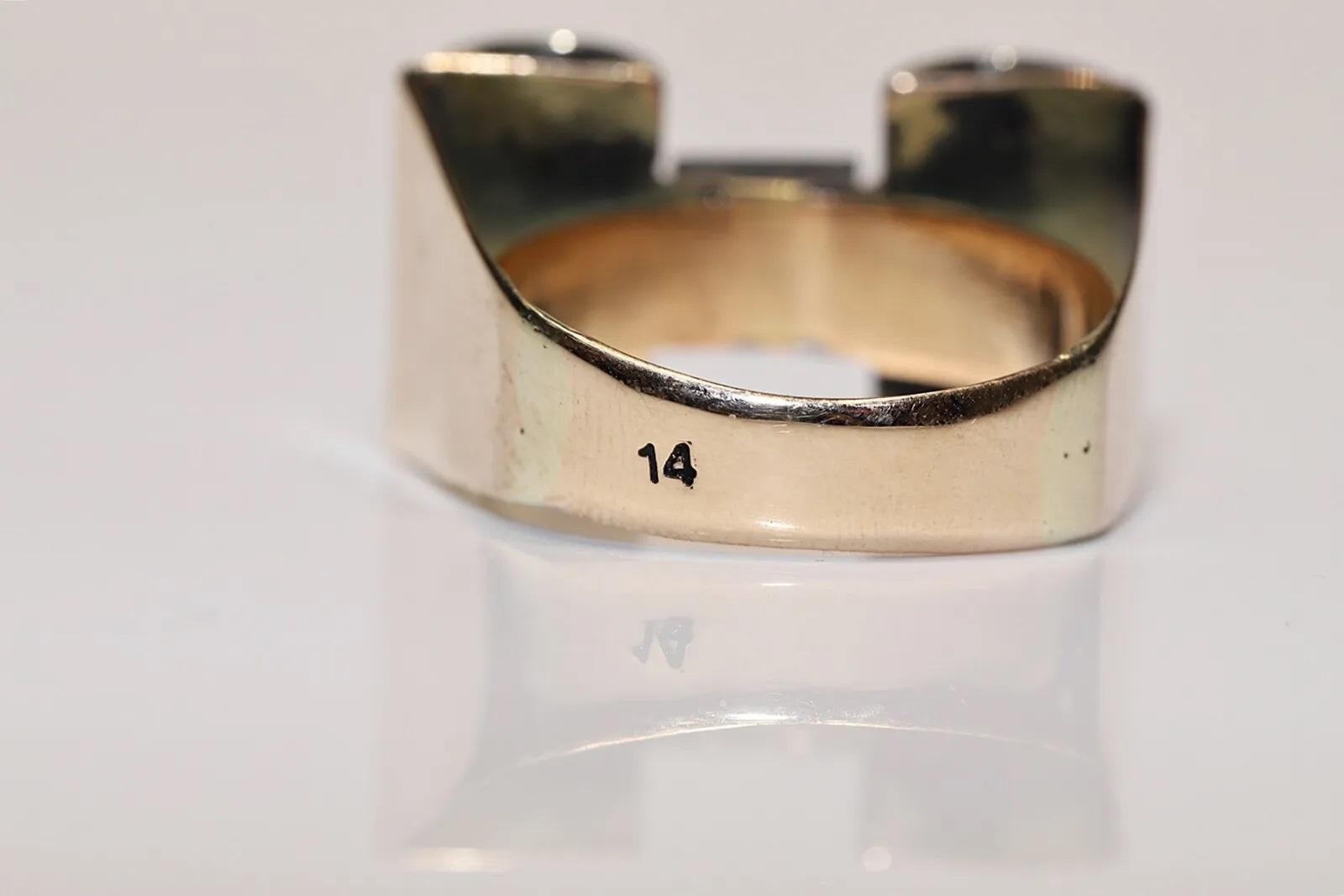 Antiker 14k Gold Top Silber Natürlicher Diamant Dekorierter Tank-Ring, um 1900er Jahre 6