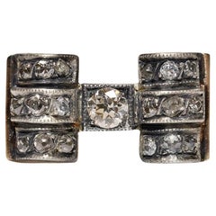 Antiquités Circa 1900s 14k Gold Top Silver Natural Diamond Decorated Tank Ring 