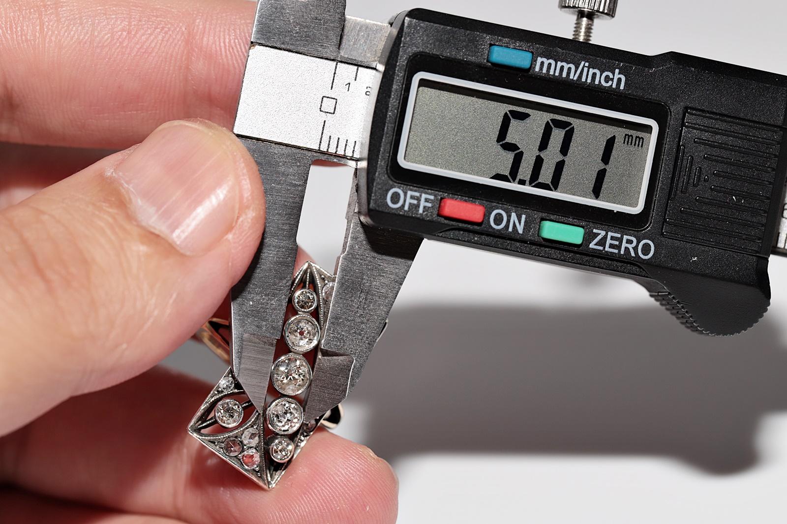 Antique Circa 1900s 14k Gold Top Silver Natural Diamond Rectangle Style Ring en vente 3