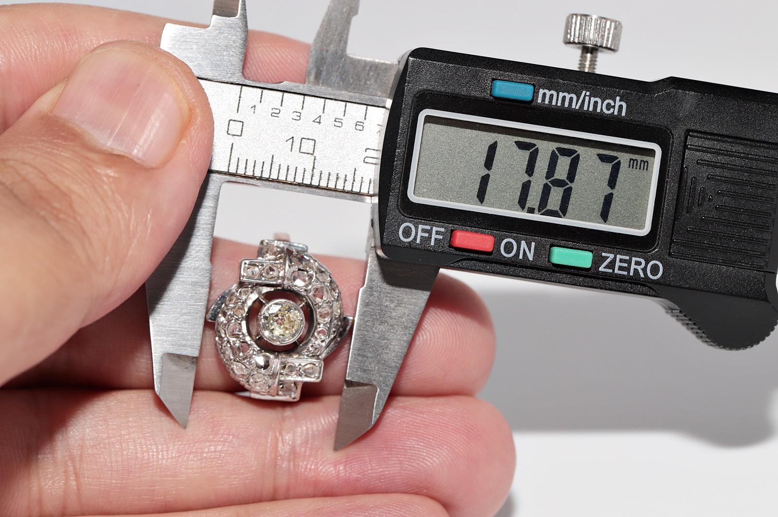 Antike CIRCA 1900s 14k Gold Top Silber natürlichen Diamant Wind Rose Design Ring im Angebot 5