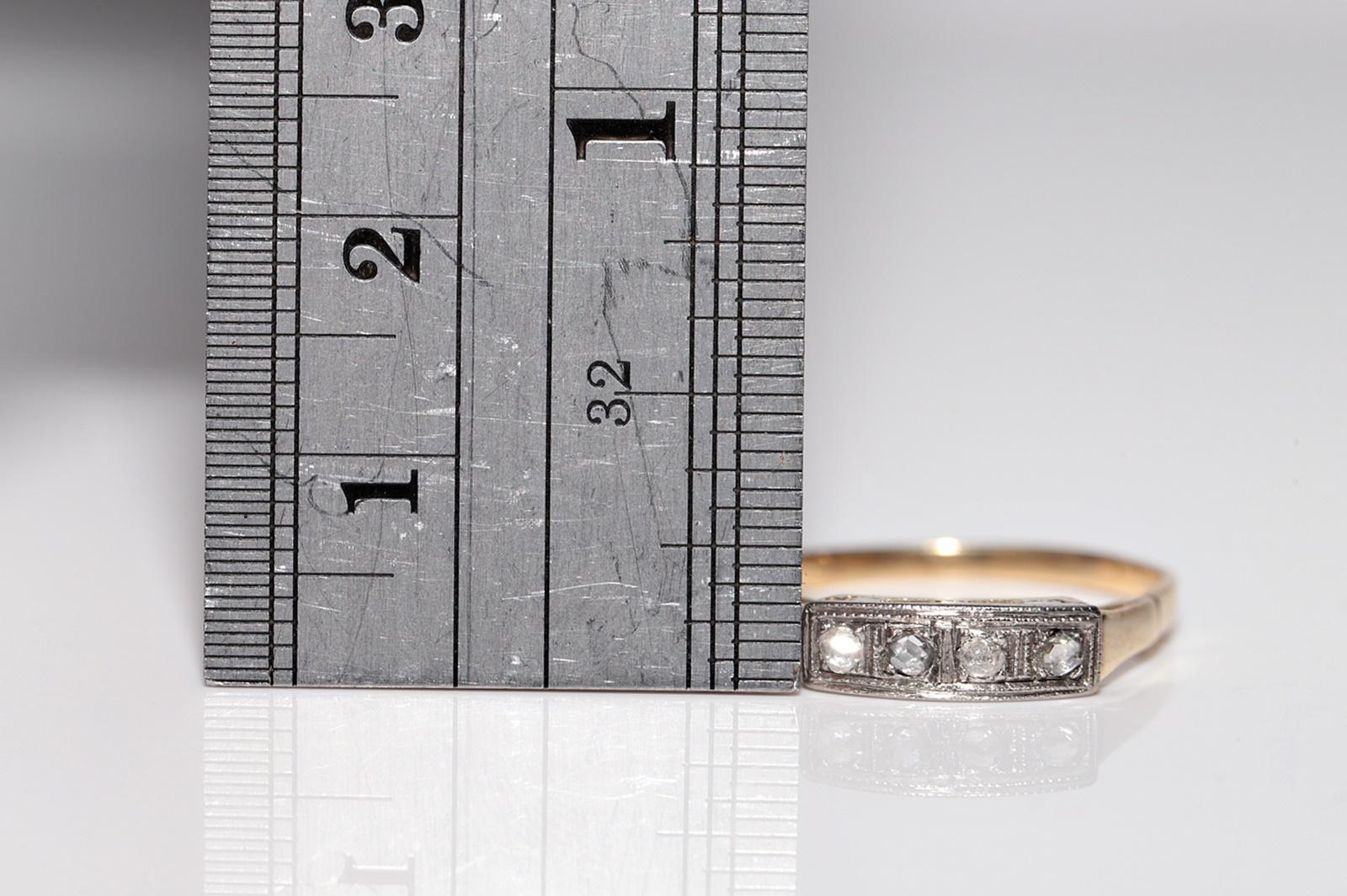 Antique Circa 1900s 14k Gold Top Silver Natural Rose Cut Diamond Band Ring For Sale 5