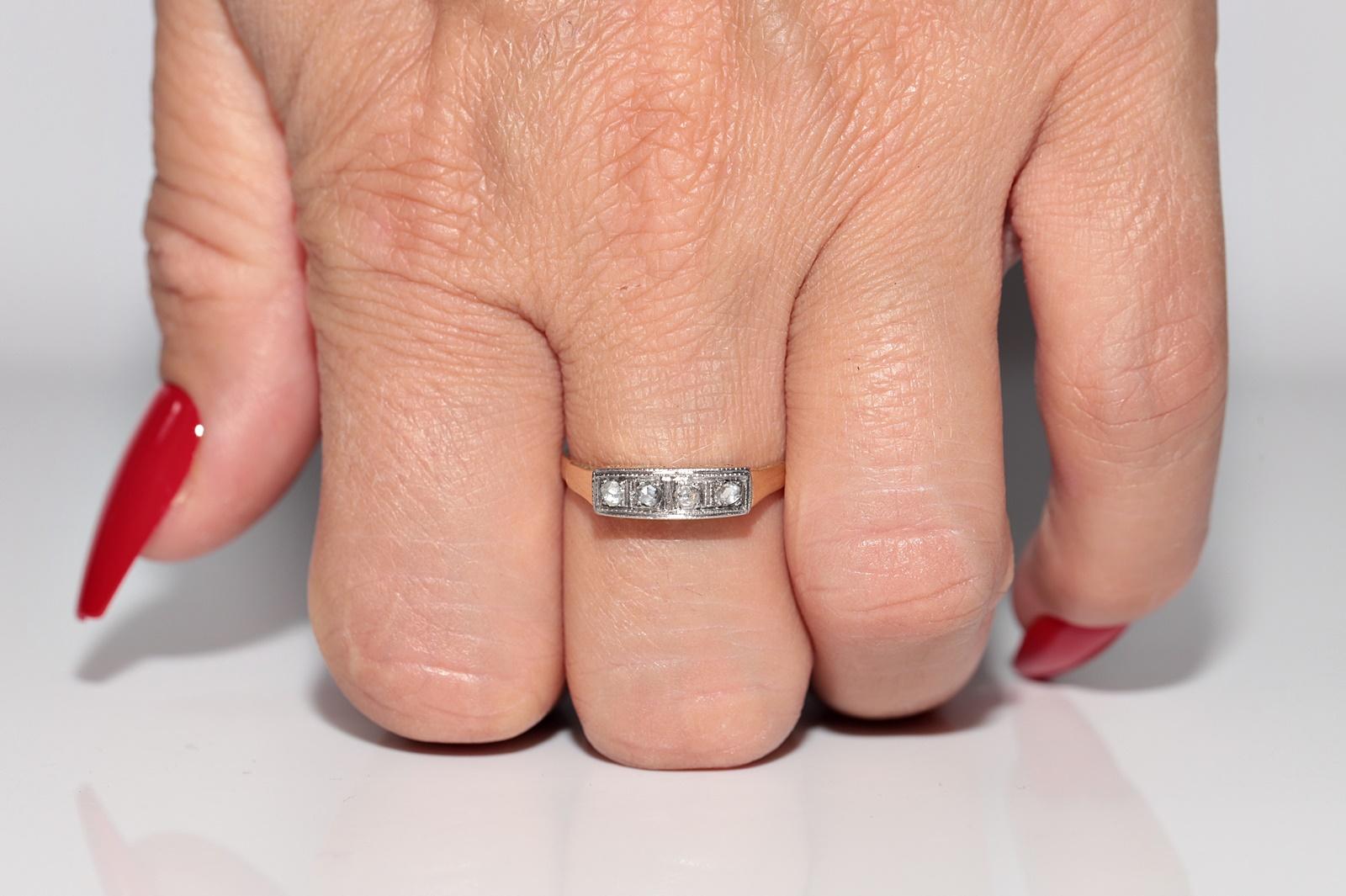 Antique Circa 1900s 14k Gold Top Silver Natural Rose Cut Diamond Band Ring For Sale 8
