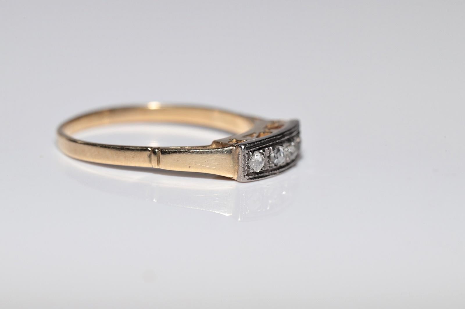 Women's Antique Circa 1900s 14k Gold Top Silver Natural Rose Cut Diamond Band Ring For Sale