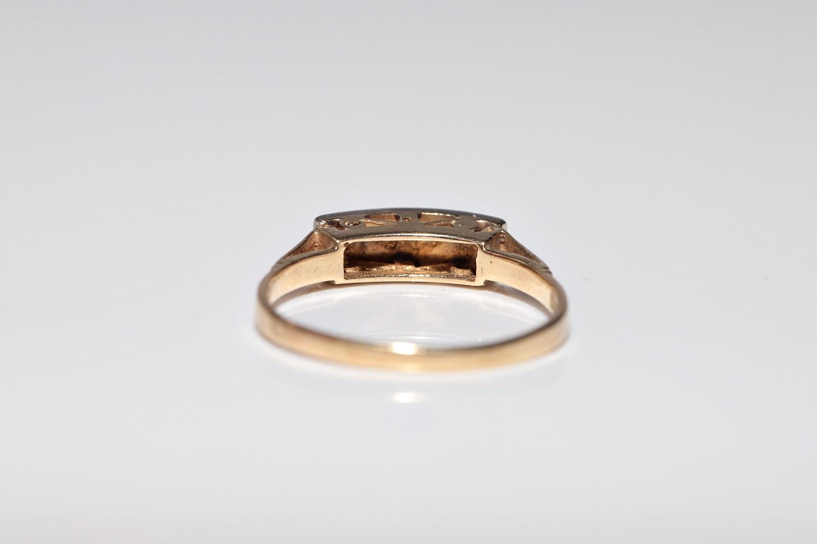 Antique Circa 1900s 14k Gold Top Silver Natural Rose Cut Diamond Band Ring For Sale 3