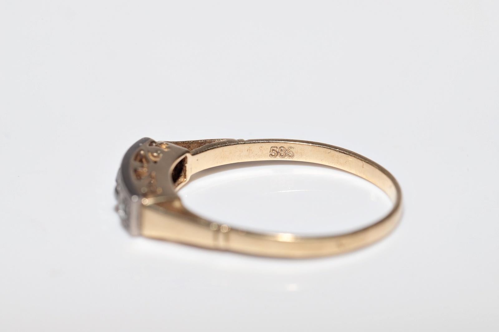 Antique Circa 1900s 14k Gold Top Silver Natural Rose Cut Diamond Band Ring For Sale 4
