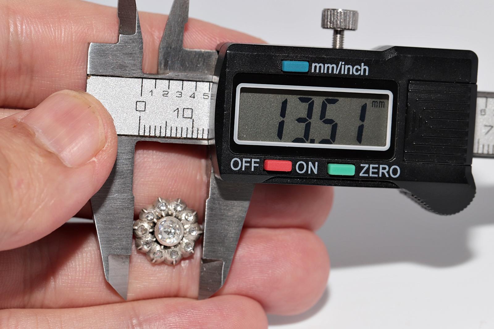 Antiker Ohrring, um 1900er Jahre, 14k Gold Top Silber natürlicher Diamant im Rosenschliff im Angebot 13