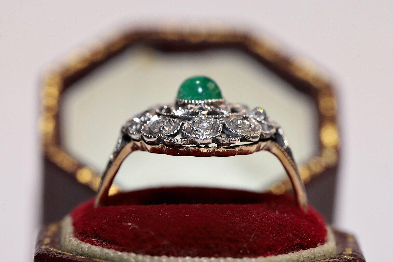 In very good condition.
Total weight is 2.4 grams.
Totally is diamond 0.35 carat.
The diamond is has H-I color and vs-s1clarity.
Totally is emerald 0.43 carat.
Ring size is US 6.4 (We offer free resizing)
We can make any size.
Acid tested to be 14k