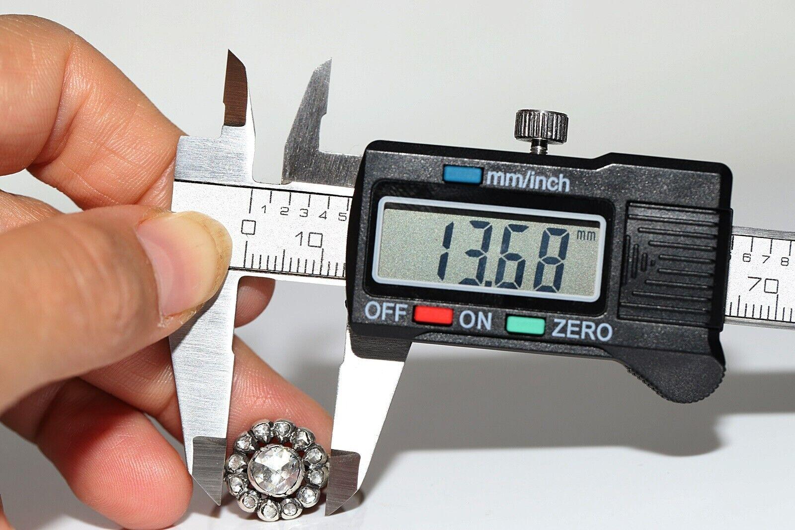 Bague ancienne datant des années 1900, or 14 carats, argent et diamants naturels taille rose en vente 5