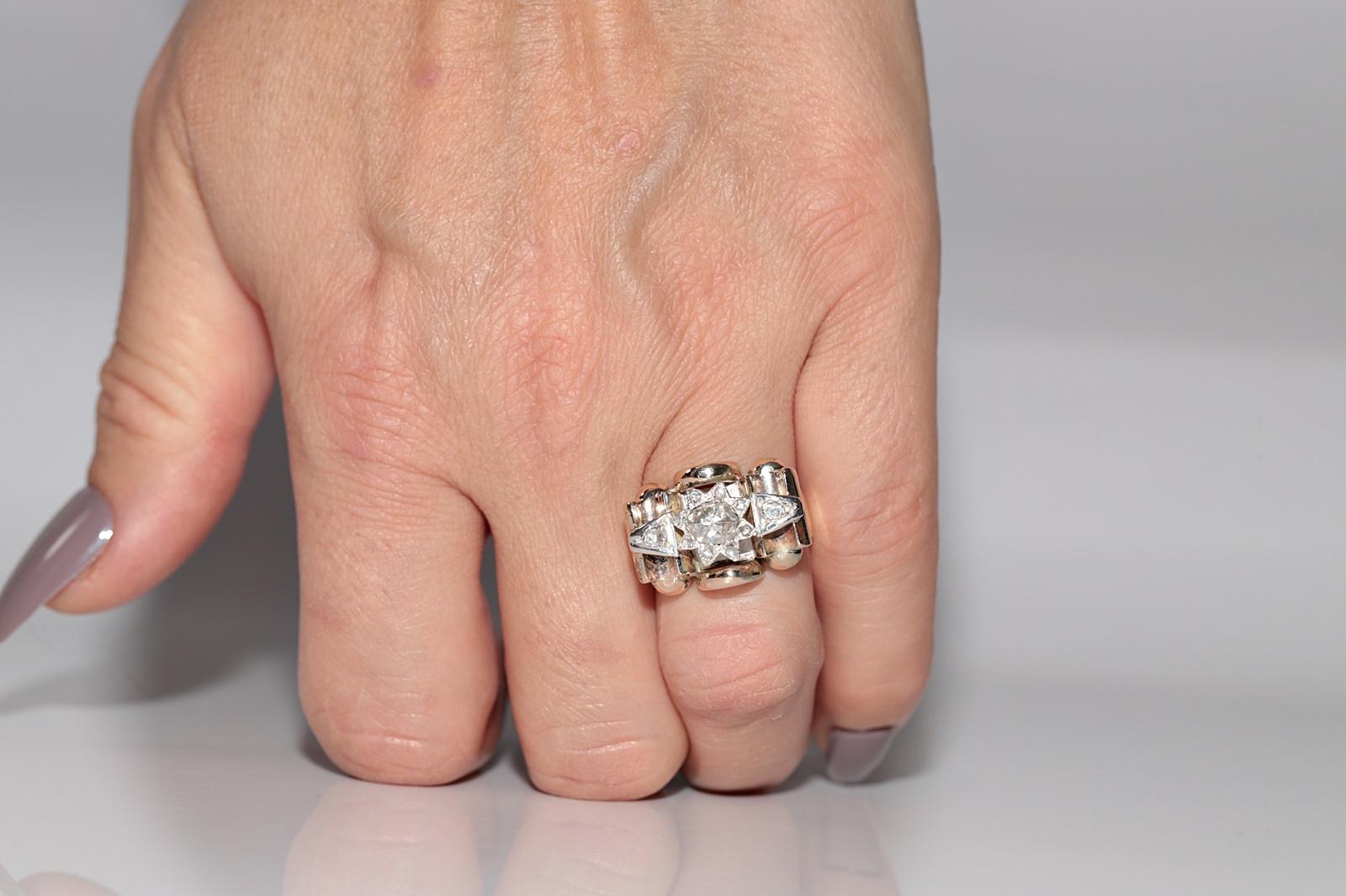 Anello antico del 1900 circa in oro 14k e argento con diamante taglio rosa naturale in vendita 6
