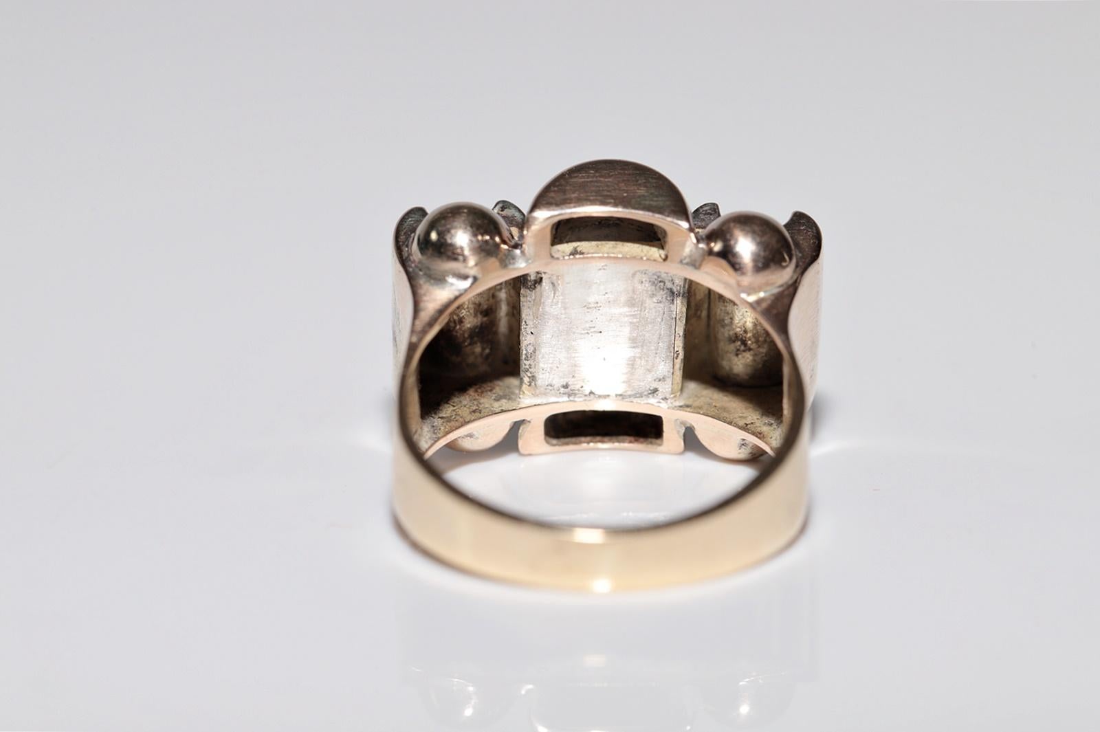 Donna Anello antico del 1900 circa in oro 14k e argento con diamante taglio rosa naturale in vendita