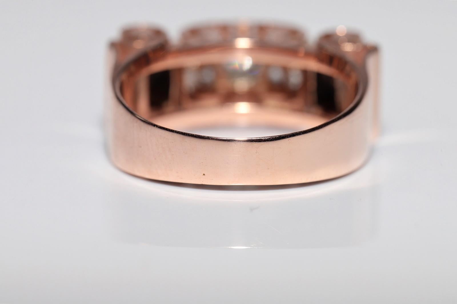 Antique Circa 1900s 14k Rose Gold Natural Diamond Decorate Tank Ring For Sale 7