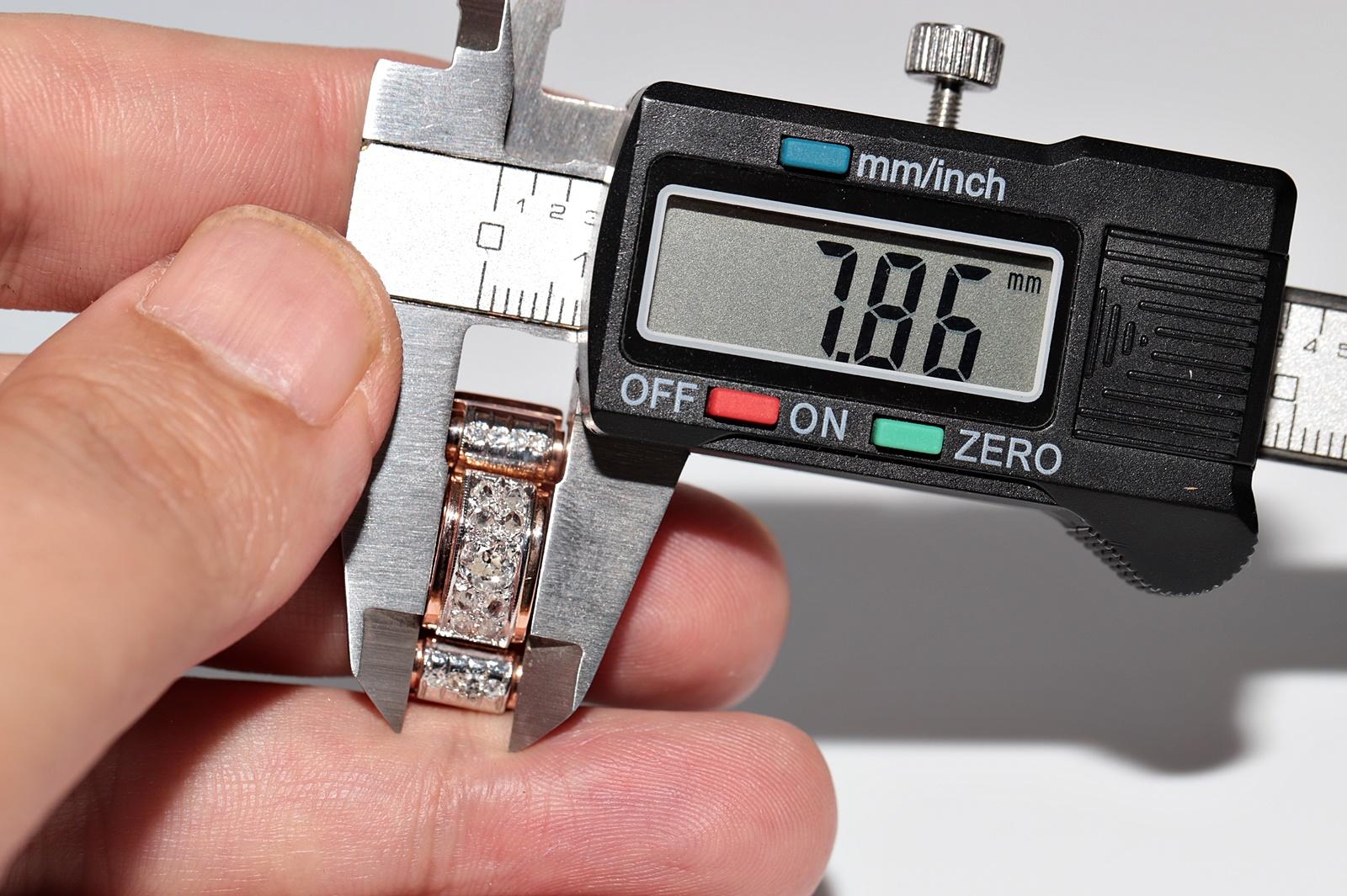 Bague débardeur ancienne des années 1900 en or rose 14 carats décorée de diamants naturels en vente 9