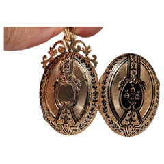 Antique Circa 1900s 18k Gold Enamel Decorated For Picture Pendant