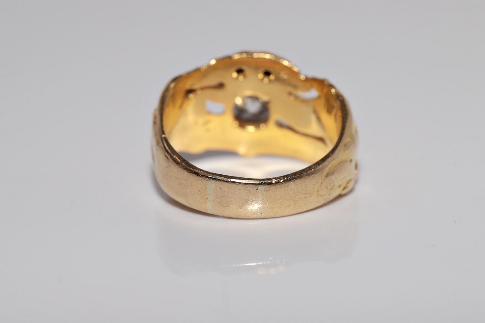 Antike CIRCA 1900s 18k Gold Handcrafted Dragon  Natürlicher Altschliff Diamantring im Angebot 5
