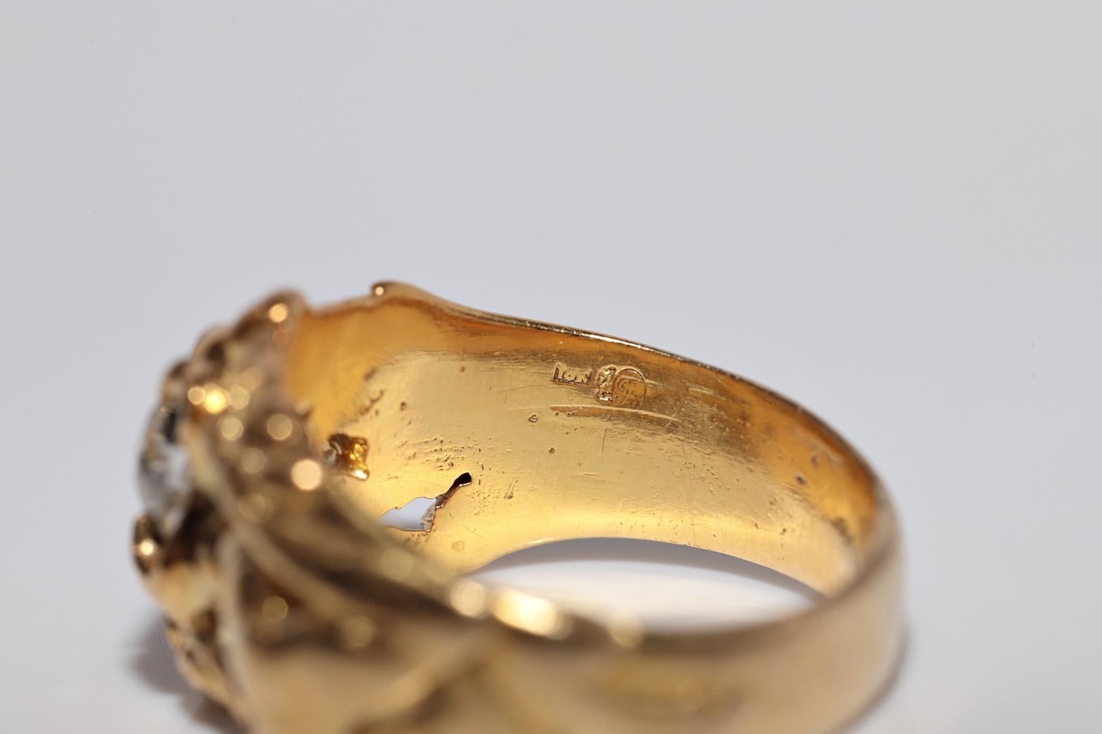 Antike CIRCA 1900s 18k Gold Handcrafted Dragon  Natürlicher Altschliff Diamantring im Angebot 7