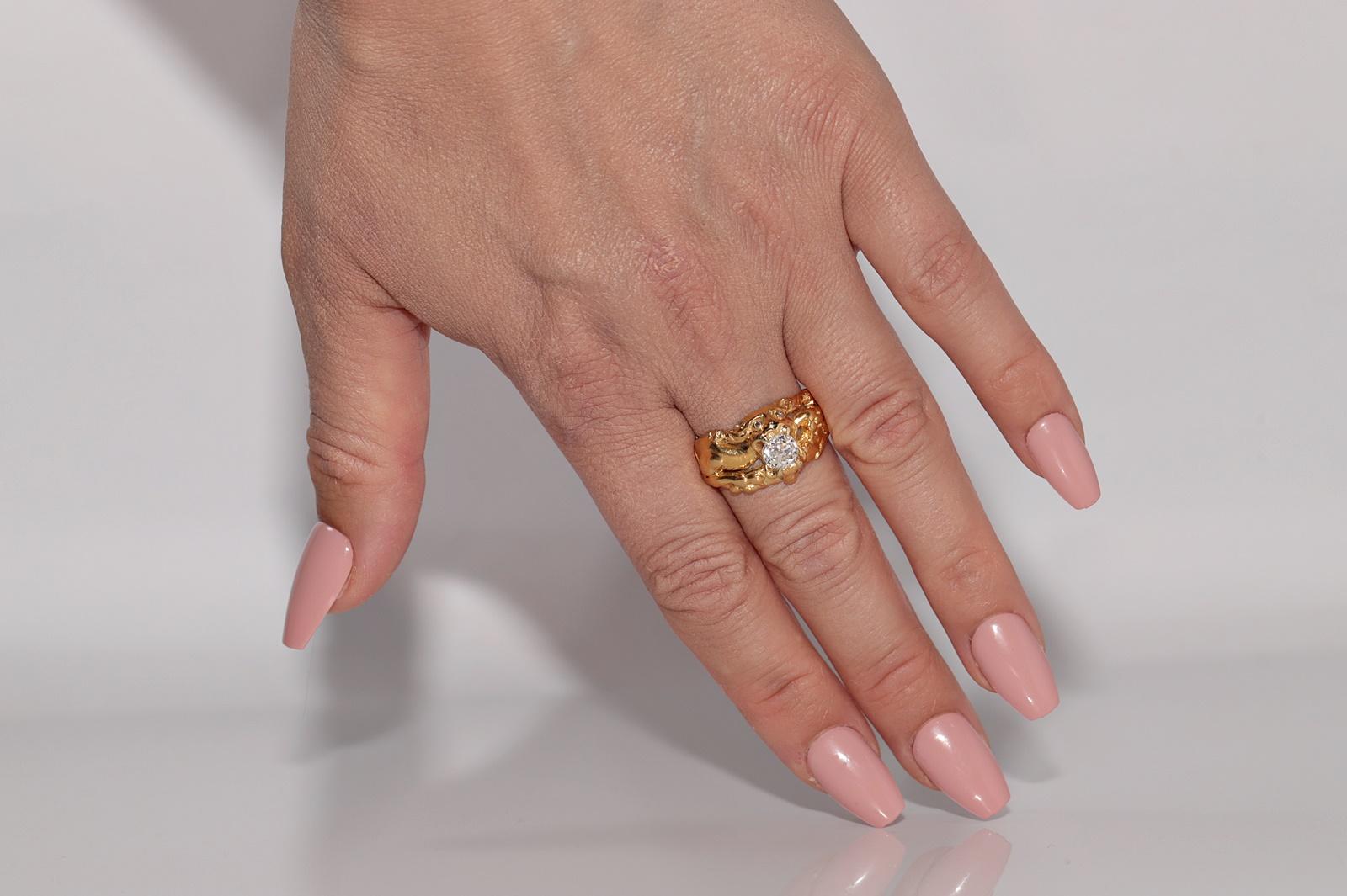 Antike CIRCA 1900s 18k Gold Handcrafted Dragon  Natürlicher Altschliff Diamantring im Angebot 12