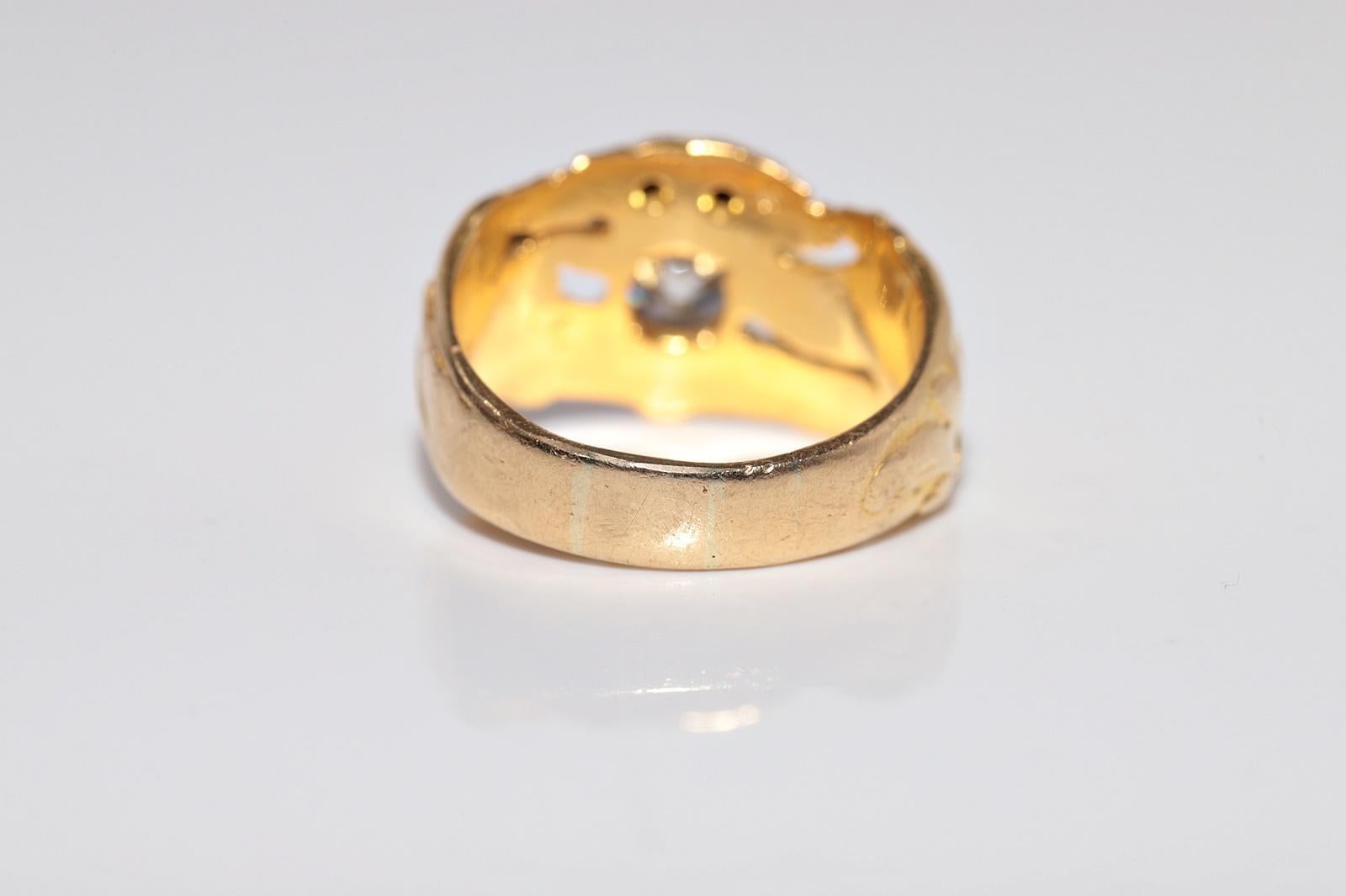 Antike CIRCA 1900s 18k Gold Handcrafted Dragon  Natürlicher Altschliff Diamantring im Angebot 3