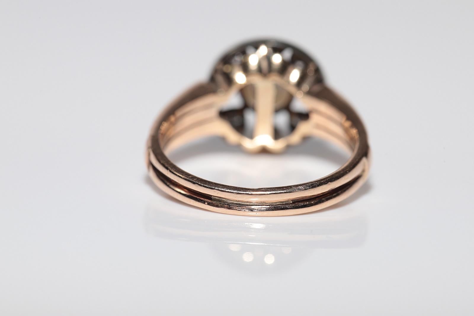 Antique Circa 1900s 18k Gold Handcrafted Natural Diamond And Pearl Cocktail Ring For Sale 5