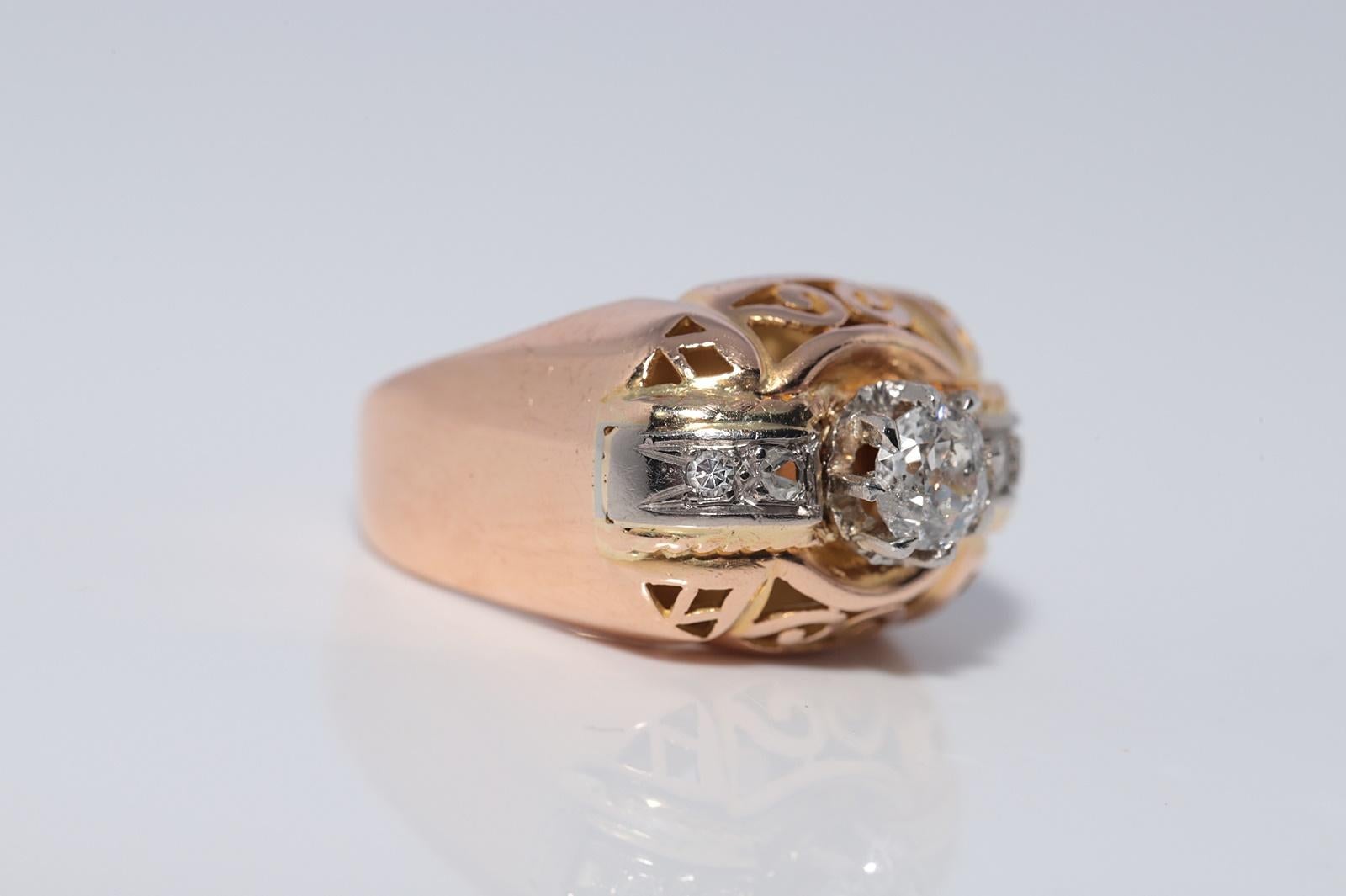 Anello antico CIRCA 1900 in oro 18 carati con diamanti naturali decorati e forti in vendita 5
