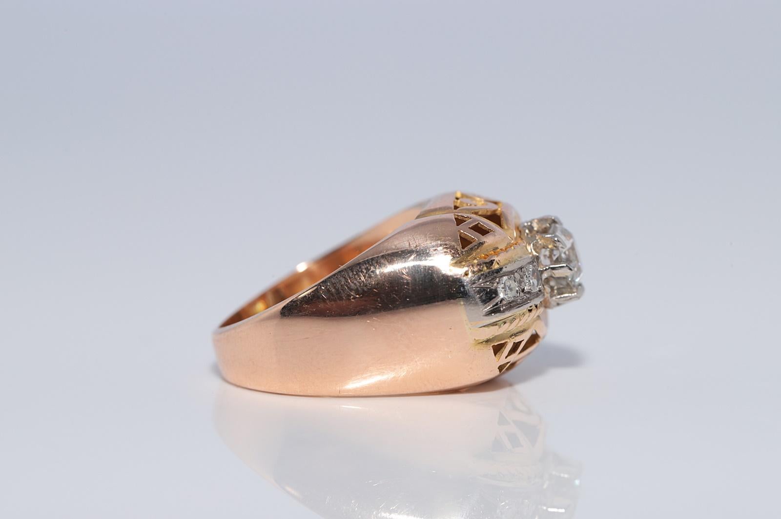 Anello antico CIRCA 1900 in oro 18 carati con diamanti naturali decorati e forti in vendita 6