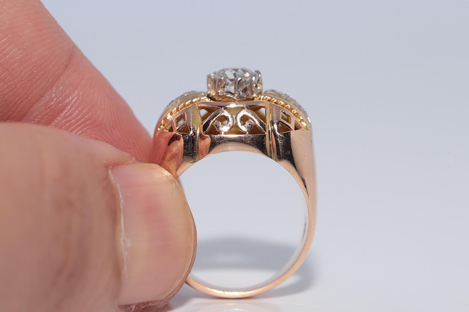 Anello antico CIRCA 1900 in oro 18 carati con diamanti naturali decorati e forti in vendita 7
