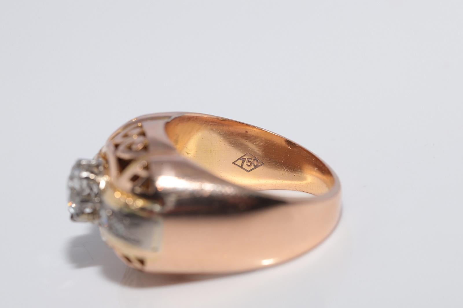 Anello antico CIRCA 1900 in oro 18 carati con diamanti naturali decorati e forti in vendita 10