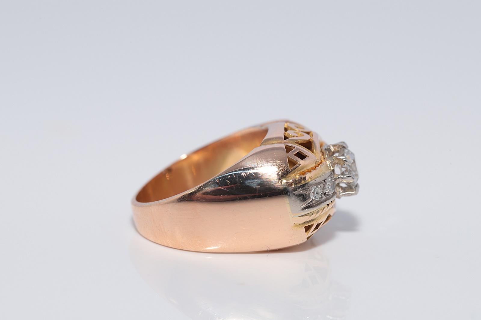 Anello antico CIRCA 1900 in oro 18 carati con diamanti naturali decorati e forti in vendita 11