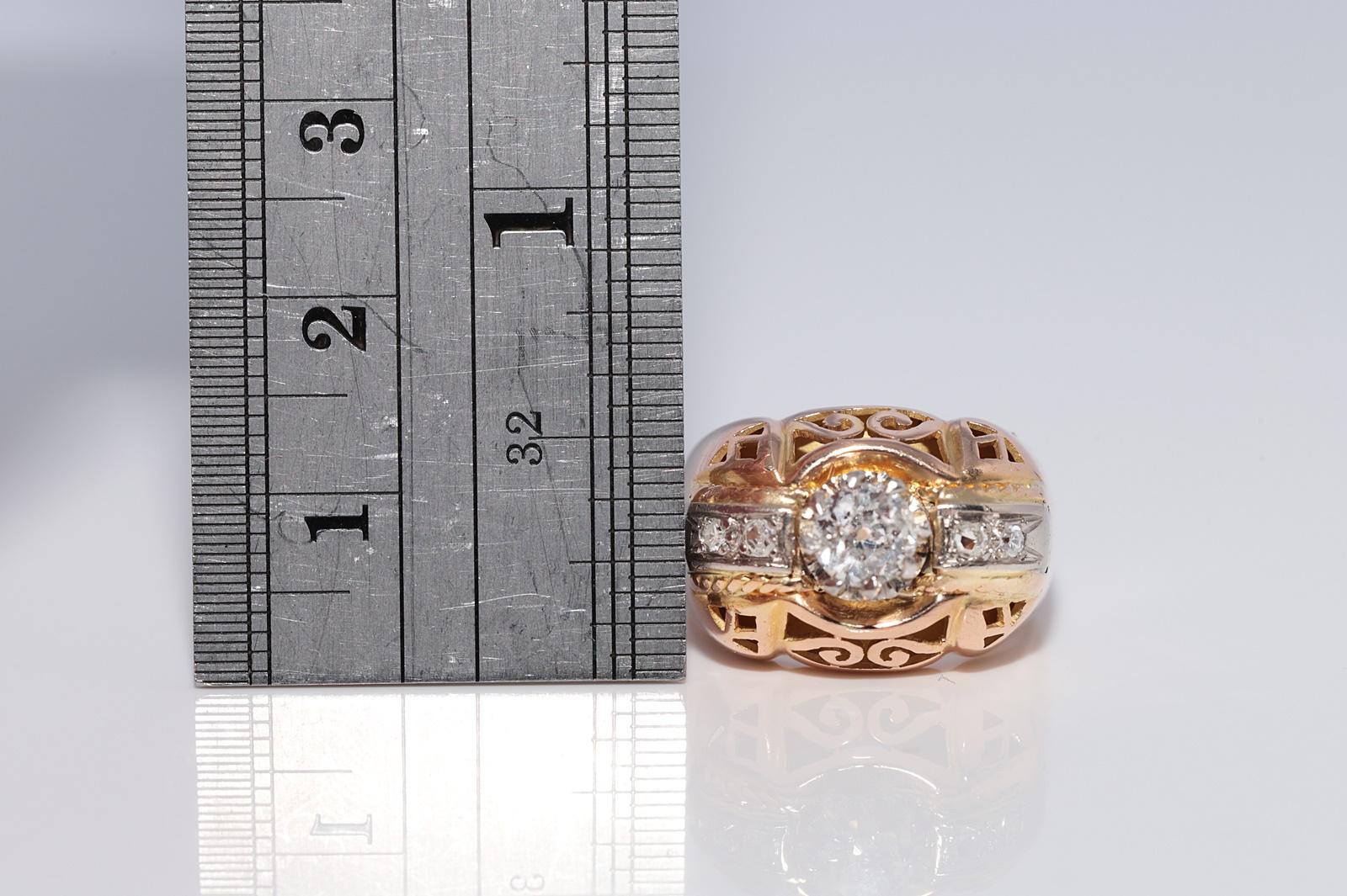 Anello antico CIRCA 1900 in oro 18 carati con diamanti naturali decorati e forti in vendita 12