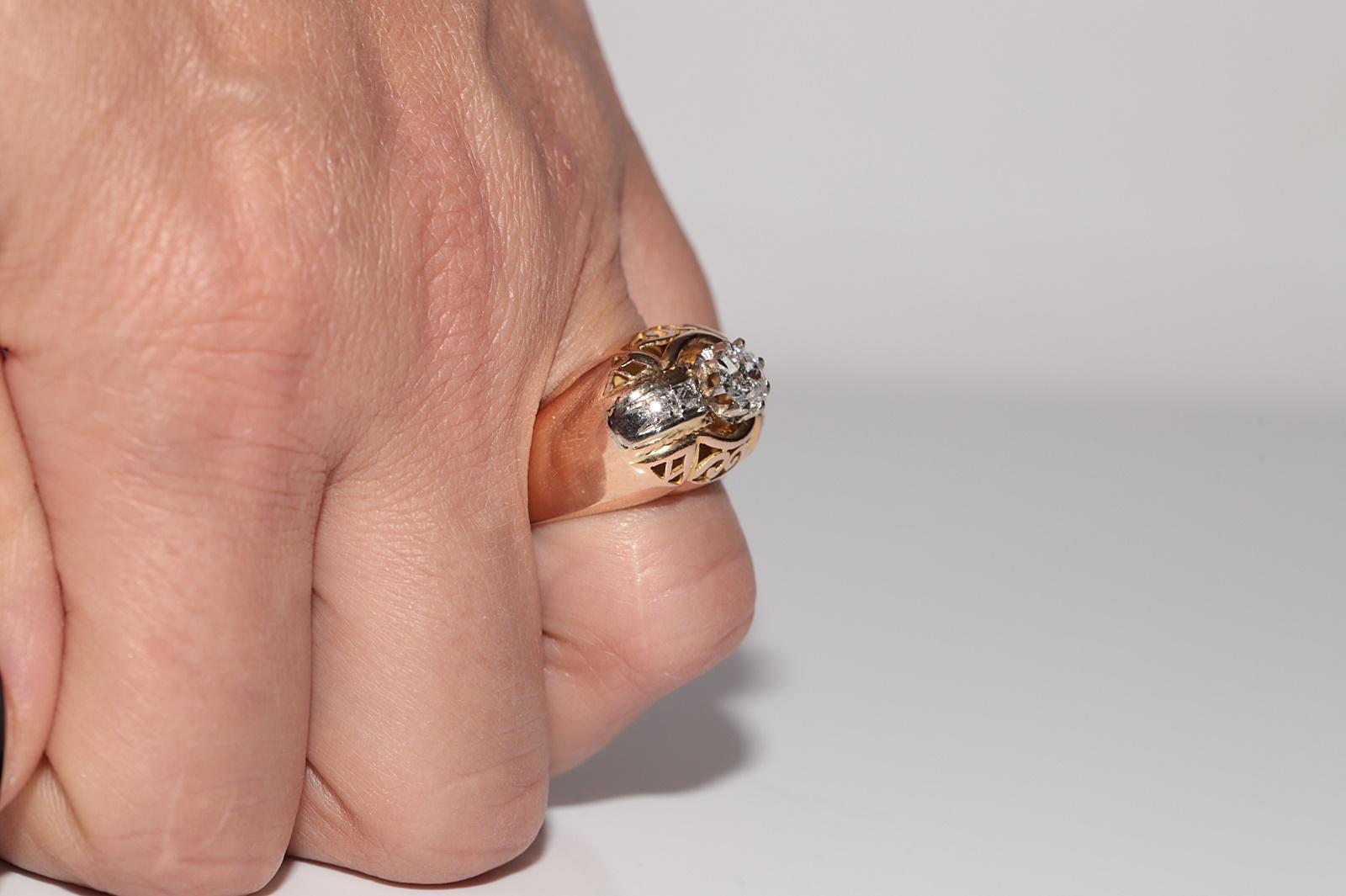 Anello antico CIRCA 1900 in oro 18 carati con diamanti naturali decorati e forti In condizioni buone in vendita a Fatih/İstanbul, 34