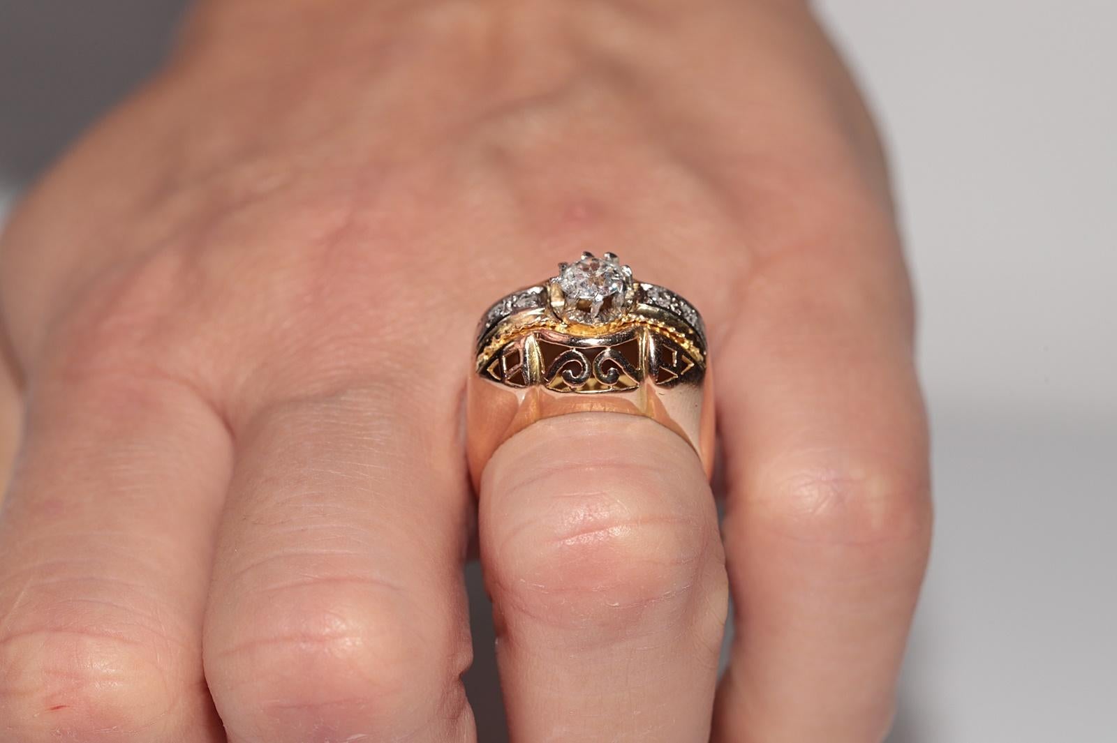 Donna Anello antico CIRCA 1900 in oro 18 carati con diamanti naturali decorati e forti in vendita