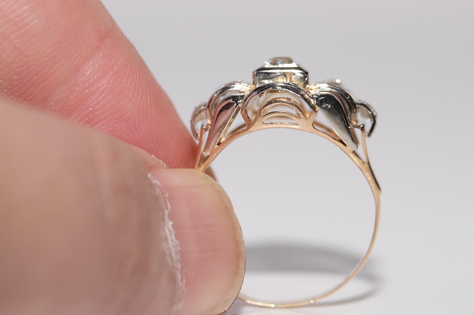Antique Circa 1900s 18k Gold Handcrafted Old Cut Diamond Decorated Ring For Sale 5