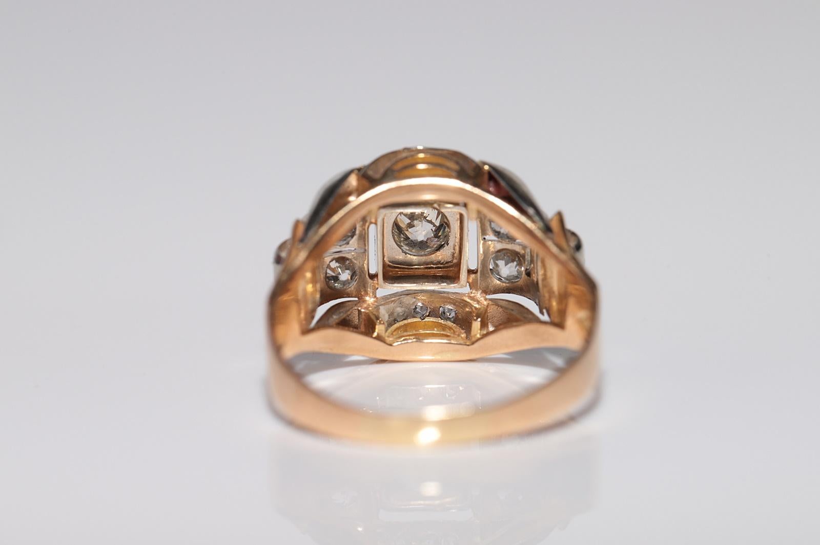 Antique Circa 1900s 18k Gold Handcrafted Old Cut Diamond Decorated Ring For Sale 6
