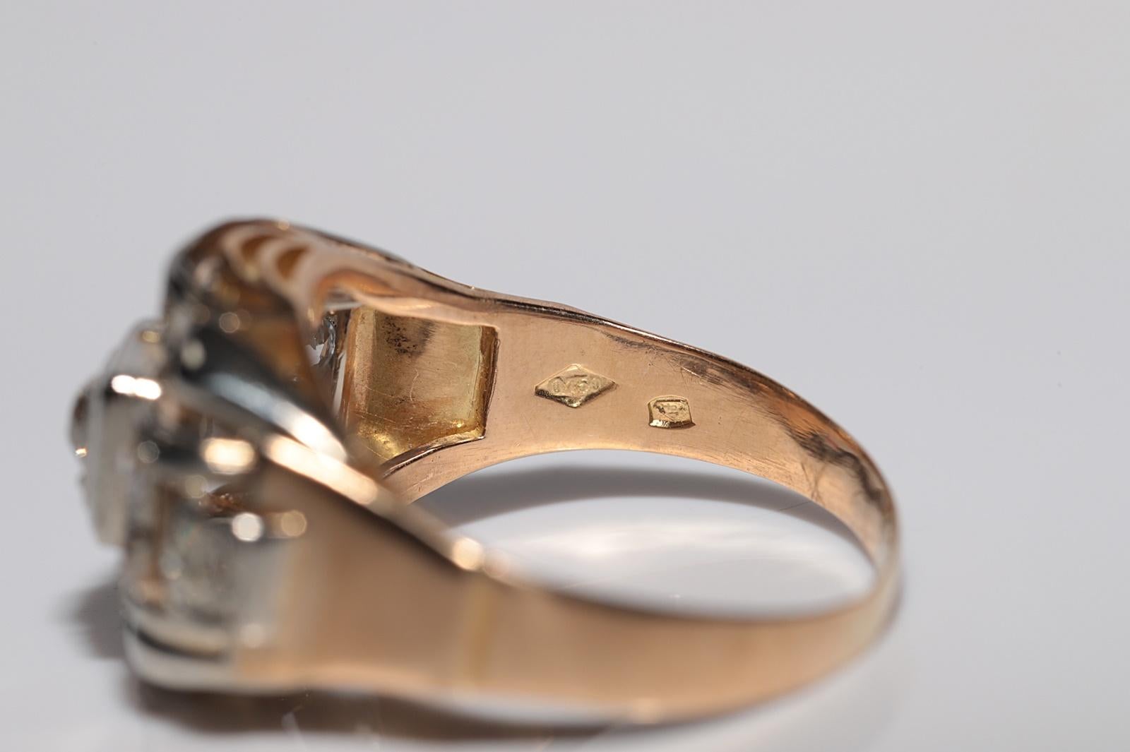 Bague ancienne en or 18 carats décorée à la main de diamants taille ancienne, datant des années 1900 en vente 8