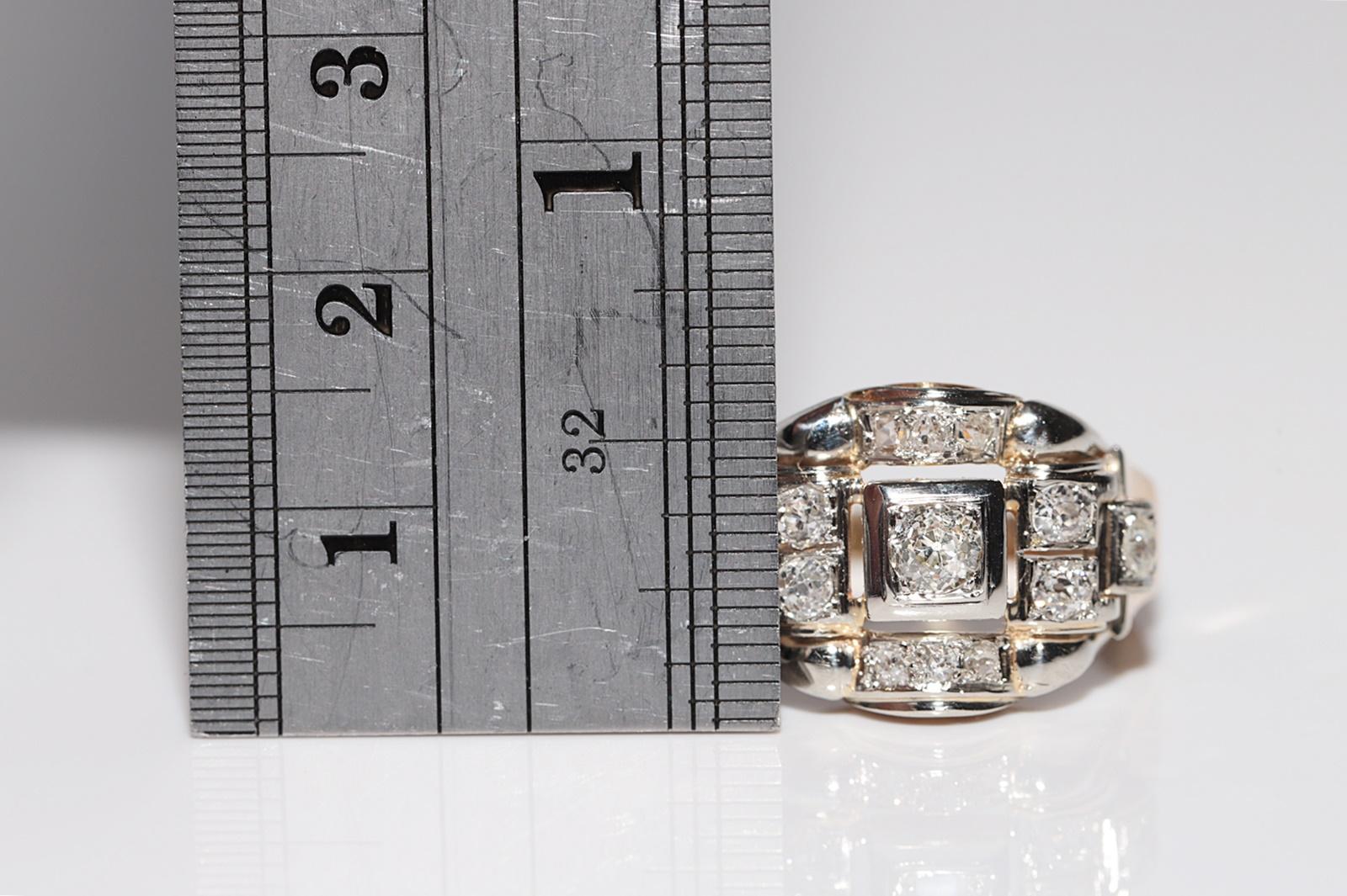 Bague ancienne en or 18 carats décorée à la main de diamants taille ancienne, datant des années 1900 en vente 9