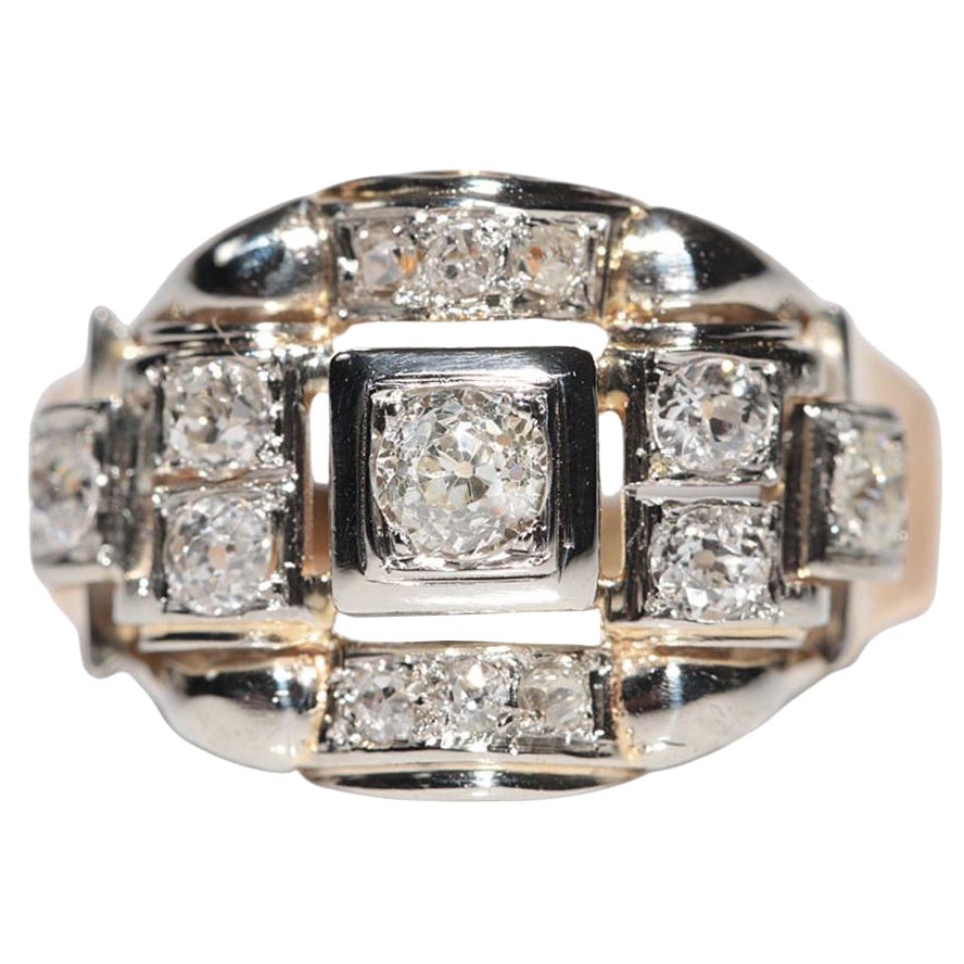 Bague ancienne en or 18 carats décorée à la main de diamants taille ancienne, datant des années 1900 en vente