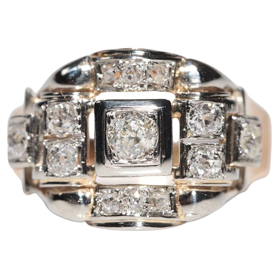 Anillo Antiguo Circa 1900s Oro 18k Decorado a Mano con Diamantes de Corte Antiguo