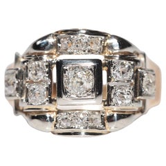 Anillo Antiguo Circa 1900s Oro 18k Decorado a Mano con Diamantes de Corte Antiguo