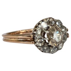 Antique Circa 1900s 18k Gold Handmade Natural Rose and Bolshevik Cut Diamond