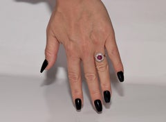 Antique Circa 1900s 18k Gold Natural Diamond And Cabochon Ruby Decorated Ring