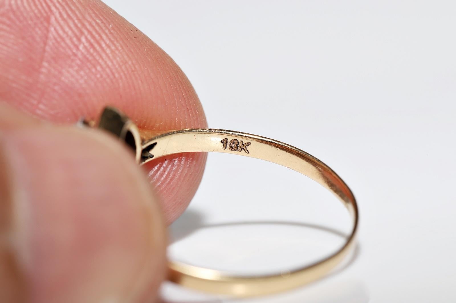 Antiker, um 1900er Jahre, 18 Karat Gold, natürlicher Diamant und Kaliber Rubin, verzierter Ring 6