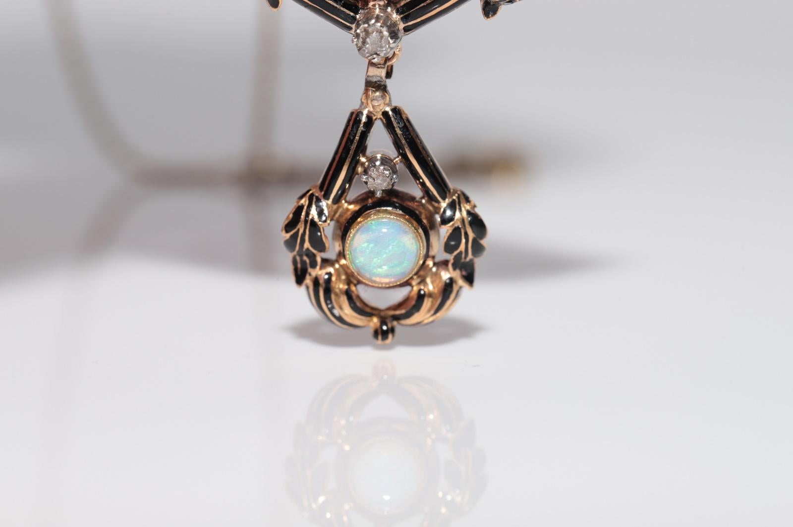 Antique Circa 1900s 18k Gold Natural Diamond And Opal And Sapphire Necklace in vendita 10