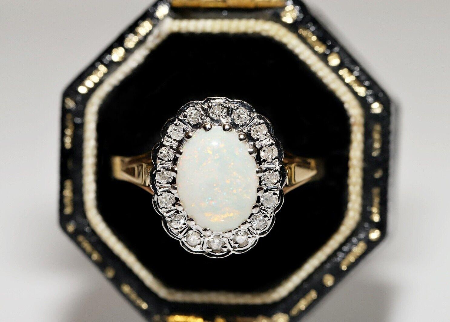 Antique Circa 1900s 18k Gold Natural Diamond And Opal Decorated Ring 5