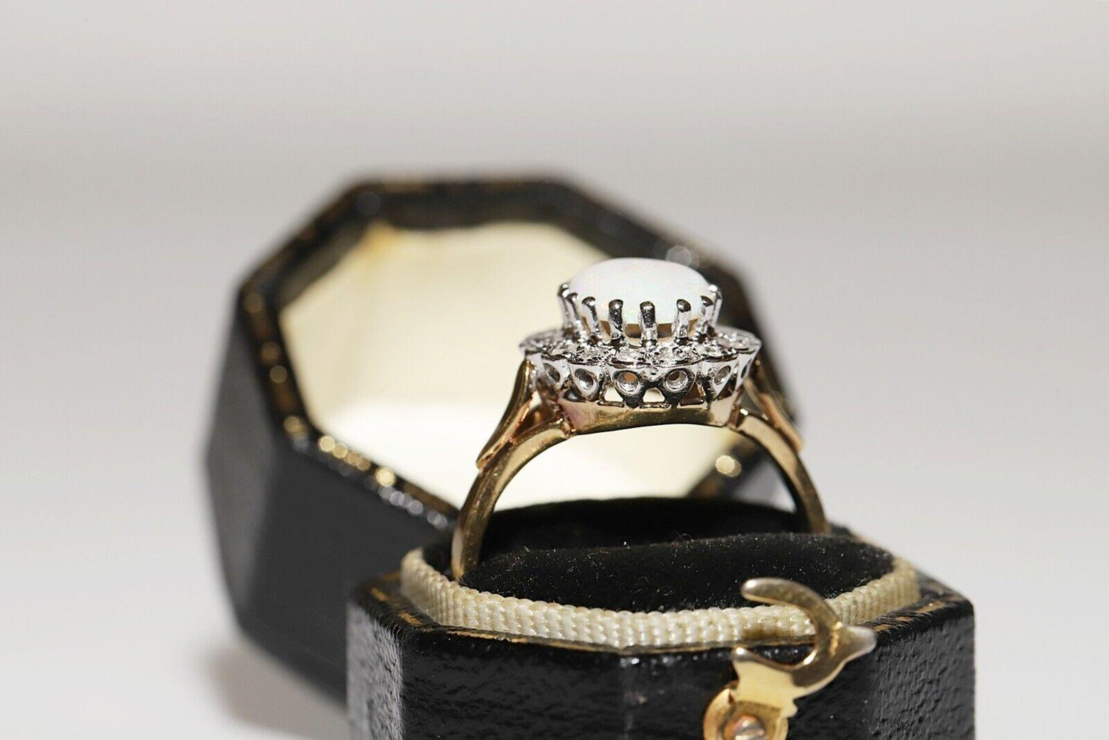 Antiker Ring aus 18 Karat Gold mit natürlichem Diamant und Opal, um 1900er Jahre, dekoriert 6