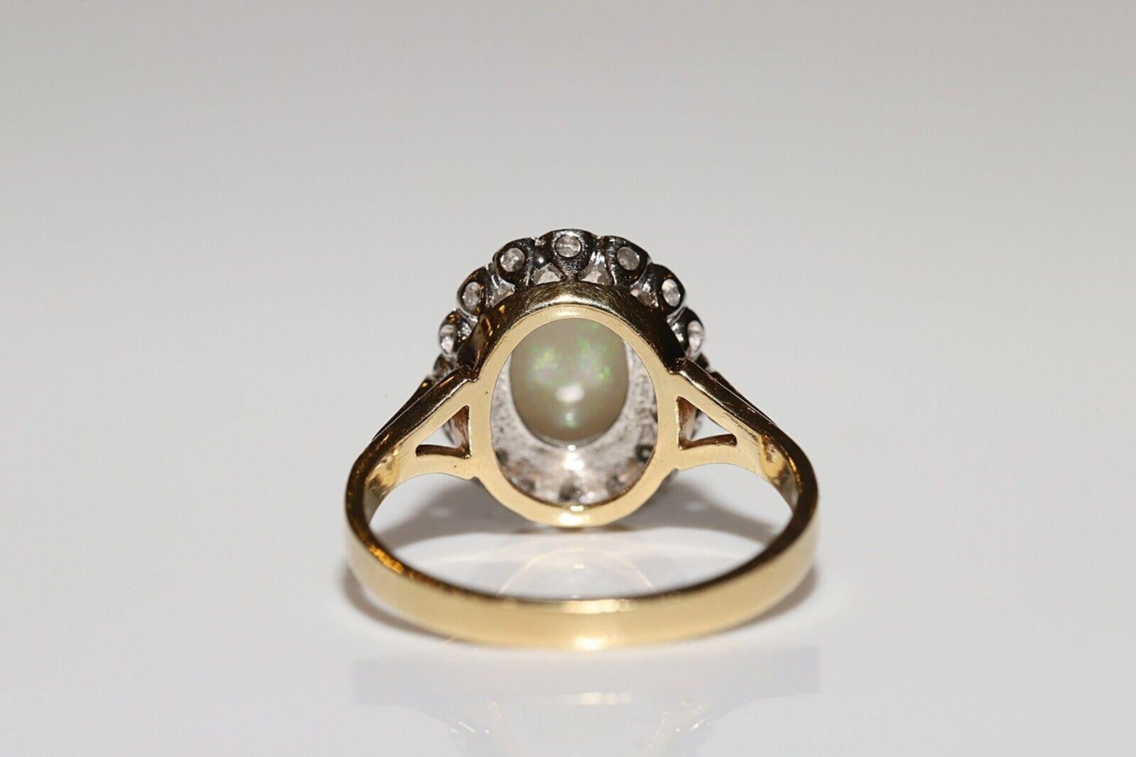 Antique Circa 1900s 18k Gold Natural Diamond And Opal Decorated Ring In Good Condition In Fatih/İstanbul, 34