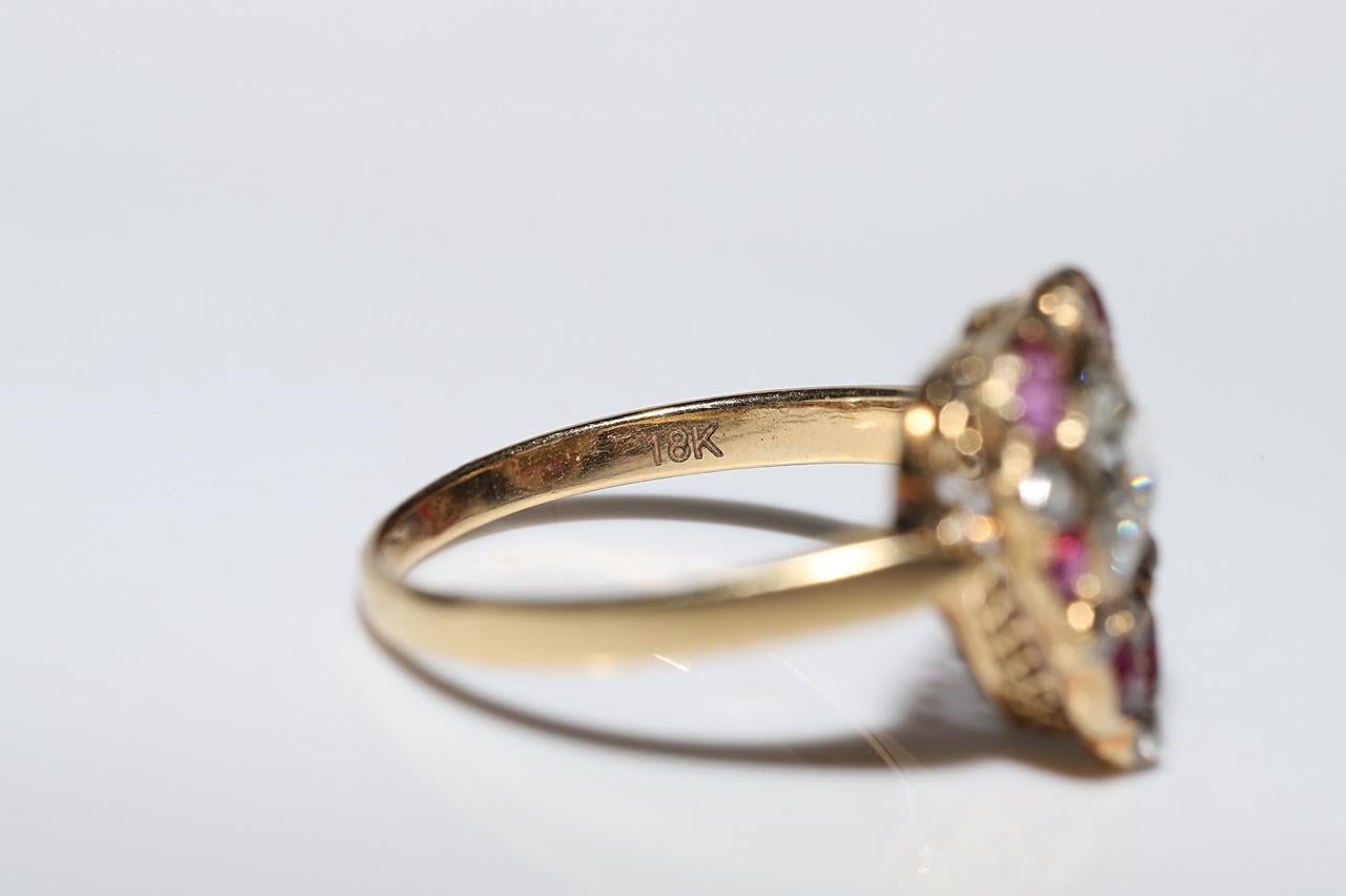 Antiker Ring aus 18 Karat Gold mit natürlichem Diamant und Rubin, um 1900er Jahre, dekoriert im Angebot 6