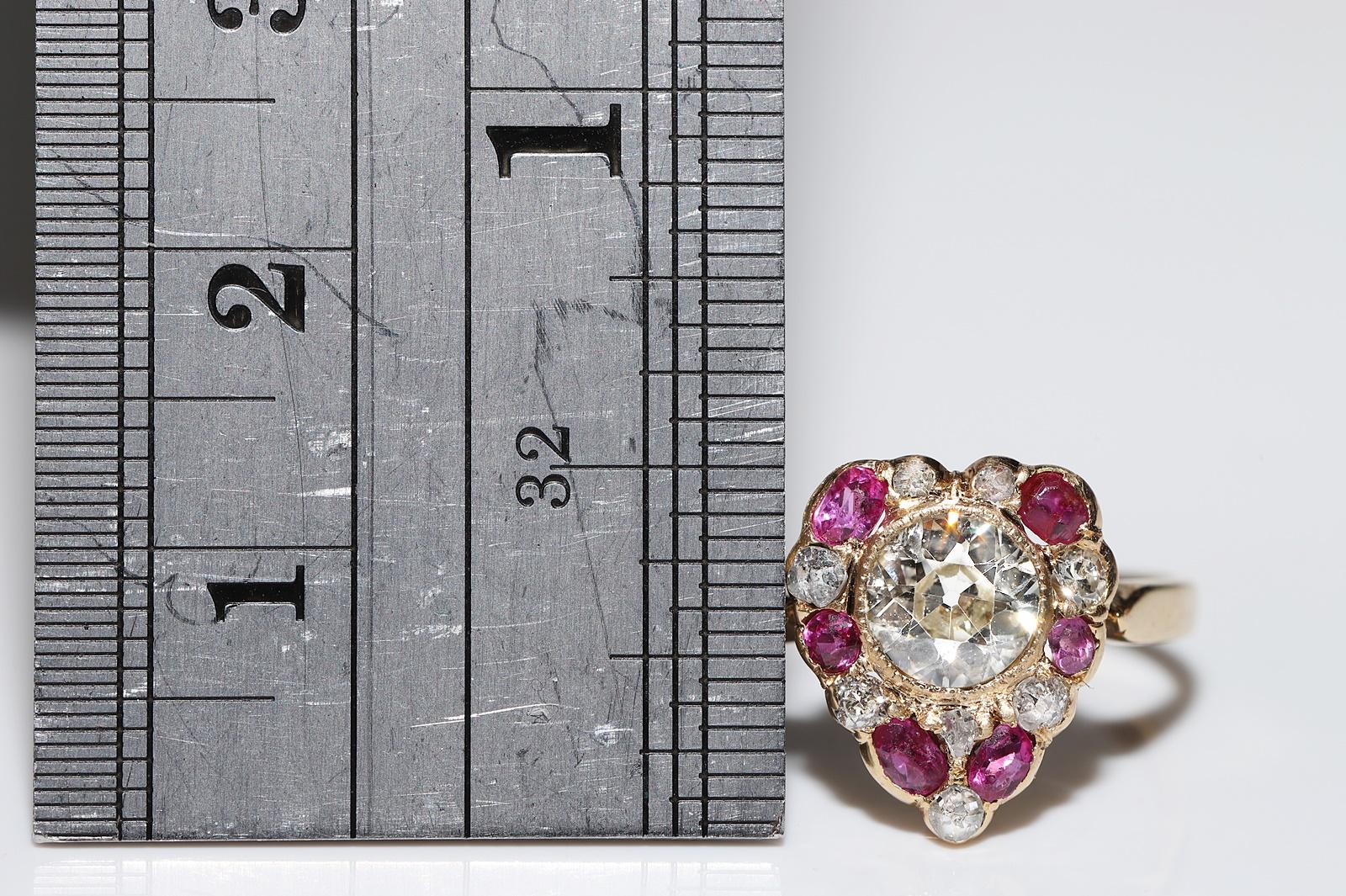 Antiker Ring aus 18 Karat Gold mit natürlichem Diamant und Rubin, um 1900er Jahre, dekoriert im Angebot 8