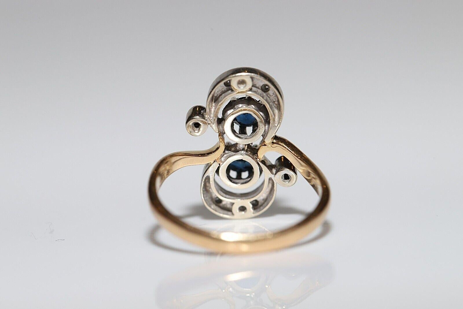 Bague ancienne des années 1900 en or 18 carats décorée de diamants naturels et de saphirs en vente 6