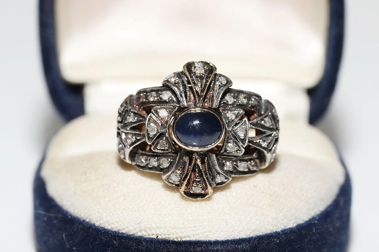 Antique Circa 1900s 18k Gold Natural Diamond And Sapphire Decorated Ring  For Sale 7