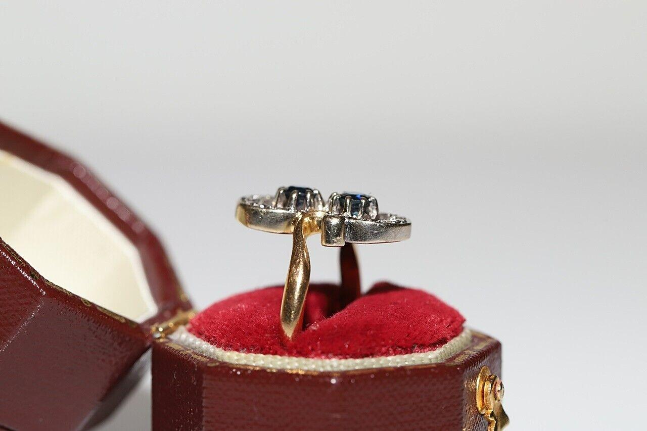 Victorien Bague ancienne des années 1900 en or 18 carats décorée de diamants naturels et de saphirs en vente