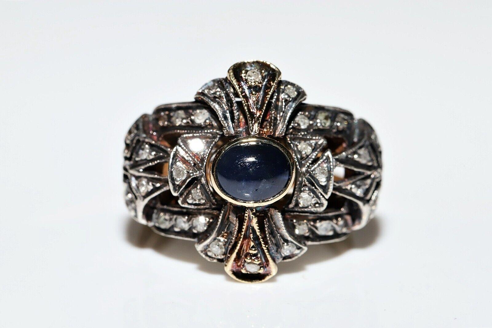 Brilliant Cut Antique Circa 1900s 18k Gold Natural Diamond And Sapphire Decorated Ring  For Sale